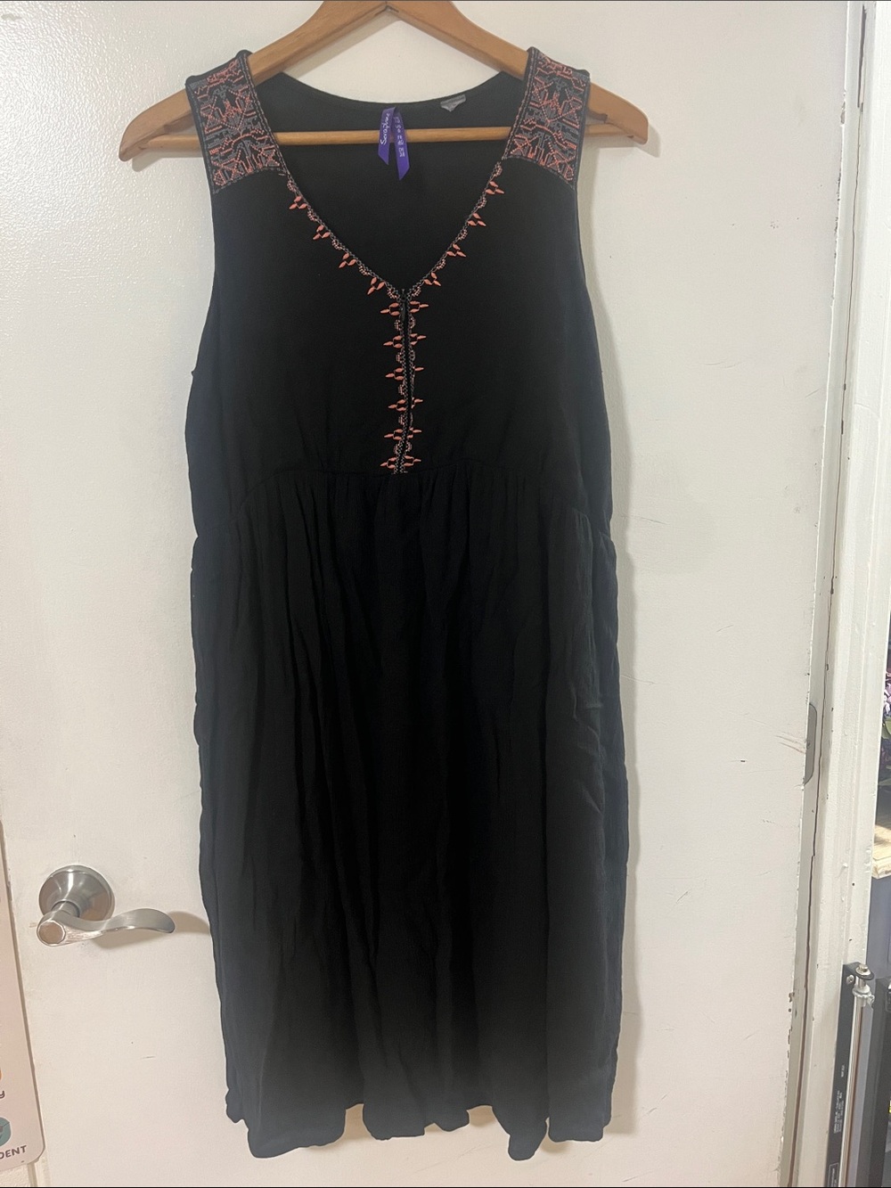Black Embroidered Maternity & Nursing Dress
